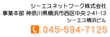 シーエスネットワーク株式会社　事業本部
神奈川県横浜市神奈川区栄町10-35　ポートサイドダイヤビル402 045-450-5076